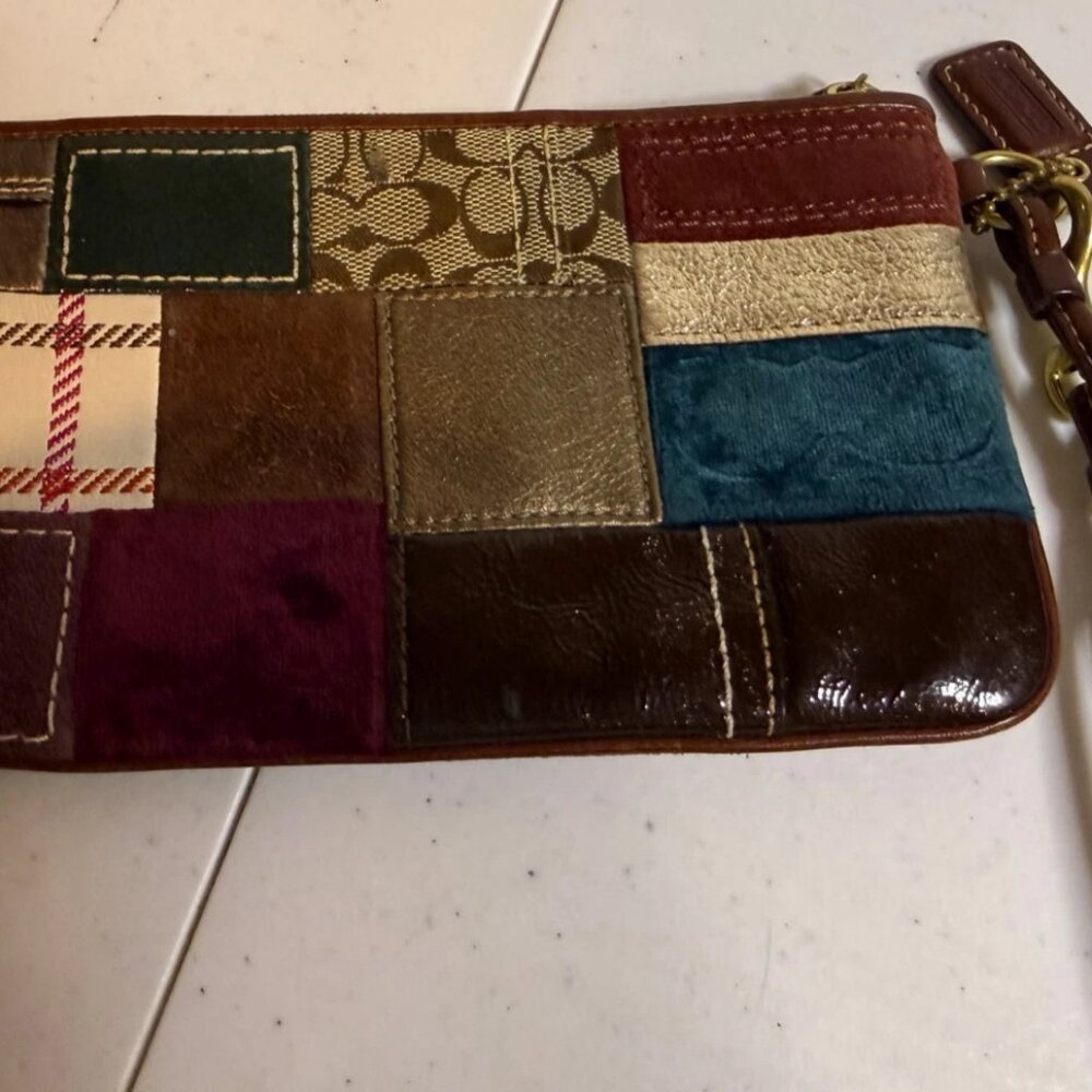 Coach Patchwork Large Wristlet Clutch Zippered Po… - image 6